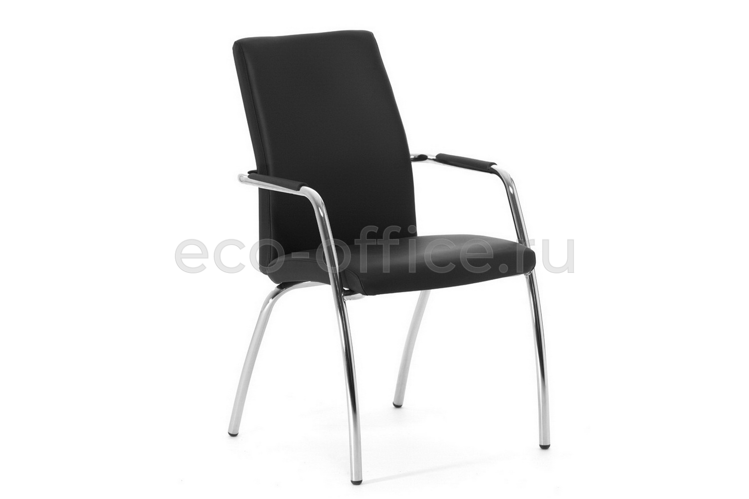 Конференц-кресло Profoffice WELL SEAT на 4 опорах Чёрная экокожа купить в Самаре