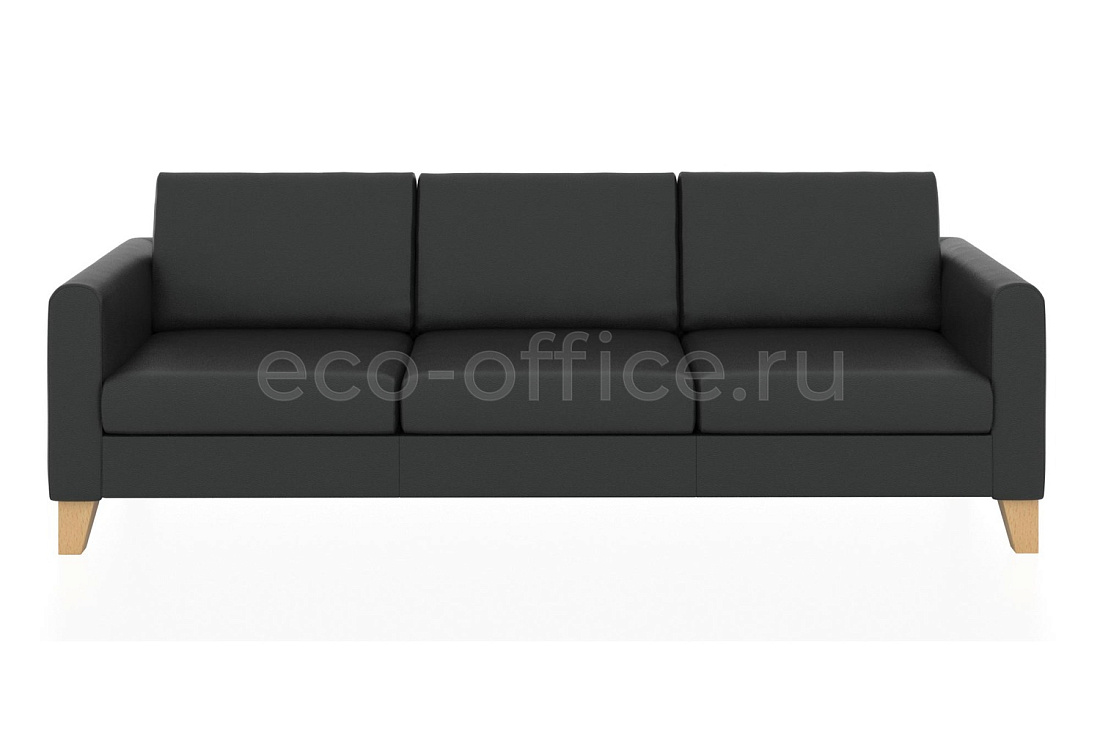 Трехместный диван БЕРГЕН экокожа Euroline 9100 Чёрный купить в Самаре