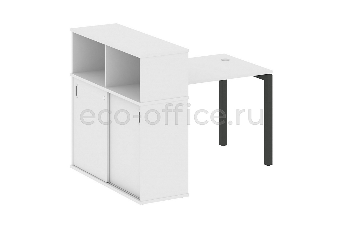 Стол письменный с опорным шкафом-купе METAL SYSTEM QUATTRO 5x5 50БП.РС-СШК-3.1 Белый / Антрацит металл купить в Самаре
