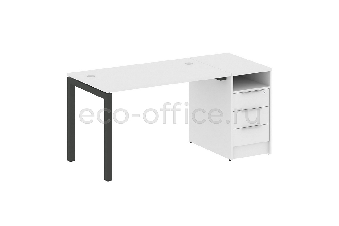 Рабочая станция с опорной тумбой METAL SYSTEM QUATTRO 5x5 50БП.РС-СТП-1.2 Белый / Антрацит металл купить в Самаре