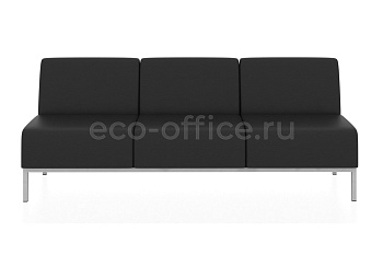 Прямой трехместный модуль КОМПАКТ экокожа Euroline 9100 Чёрный купить в Самаре